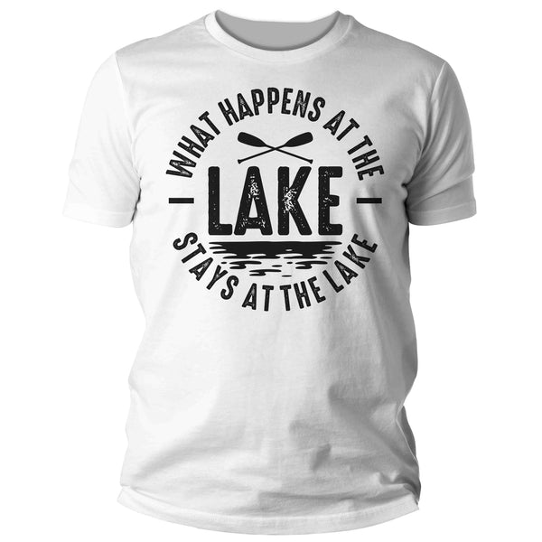 Men's Funny Lake Shirt Boater T Shirt What Happens At The Lake Stays Lakehouse Boathouse Boating Tee Man Gift For Him Unisex-Shirts By Sarah