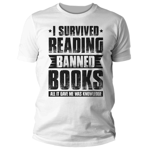 Men's I Survived Reading Banned Books Shirt Progressive TShirt Reader leftist Books Bookworm Protect Librarians Gift Idea Unisex Mans-Shirts By Sarah