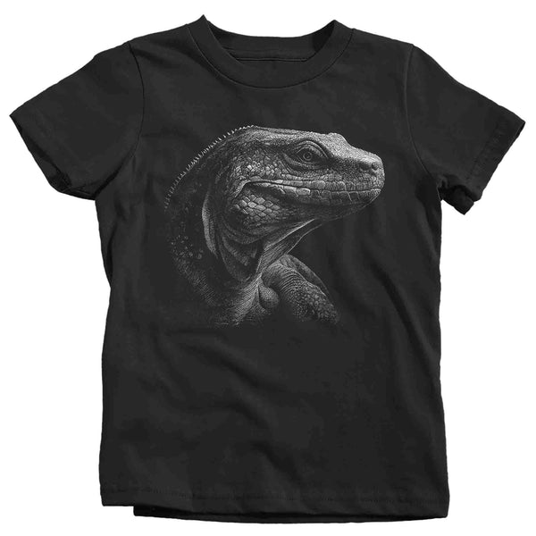 Kids Kimono Dragon Shirt Lizard T Shirt Photorealistic Tee Reptile Illustration Dinosaur Graphic Shirt Gift Idea Unisex Youth-Shirts By Sarah
