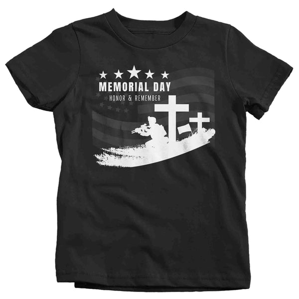 Kids Memorial Day Shirt Patriotic T-Shirt Honor & Remember Patriot Fallen Soldier Military United States Veteran Graphic Tee Unisex Youth-Shirts By Sarah