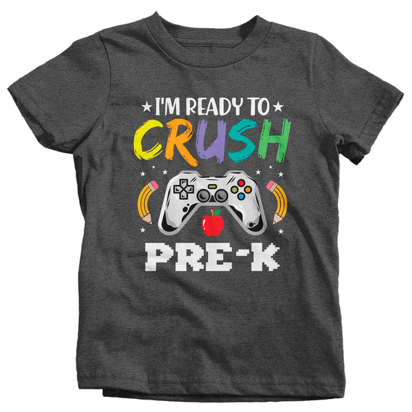 Kids Ready To Crush Pre-K Shirt Gamer T Shirt Tee Boy's Girl's PreK Gaming Back To Grade Elementary Gift School Unisex Youth TShirt-Shirts By Sarah
