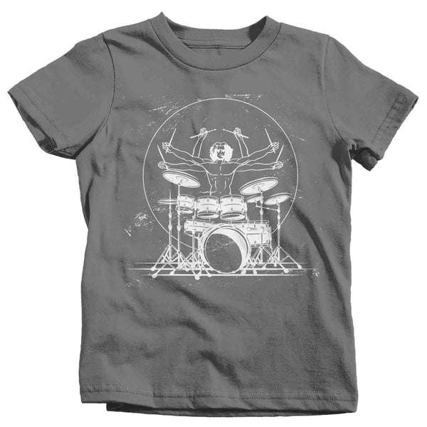 Kids Funny Drummer Shirt Drums Shirt DaVinci Style Music Tshirt Drummer Band Gift Idea Percussion Unisex Drum Tee-Shirts By Sarah