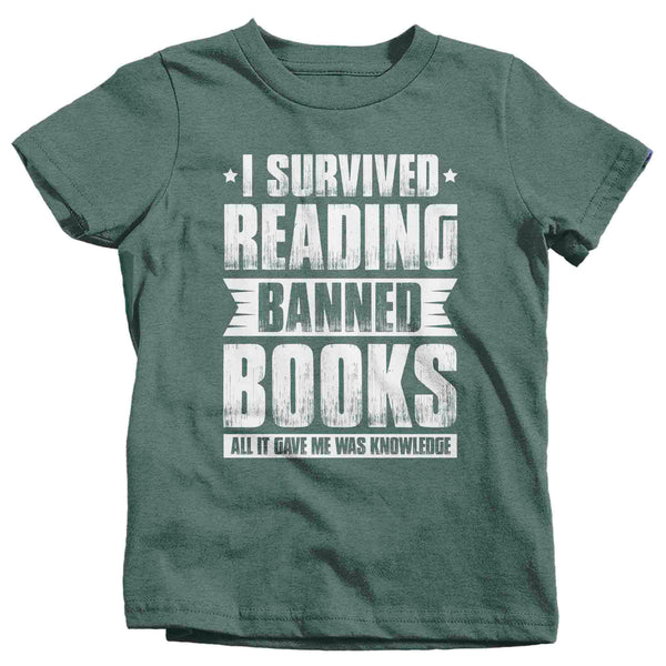 Kids I Survived Reading Banned Books Shirt Progressive TShirt Reader leftist Books Bookworm Protect Librarians Gift Idea Youth Unisex-Shirts By Sarah