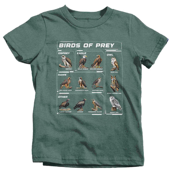 Kids Bird Shirt Prey Hawk Owl Eagle Types Bird Condor Falcon Gift Forest Bird Watcher Illustration Graphic Tee Youth Unisex-Shirts By Sarah