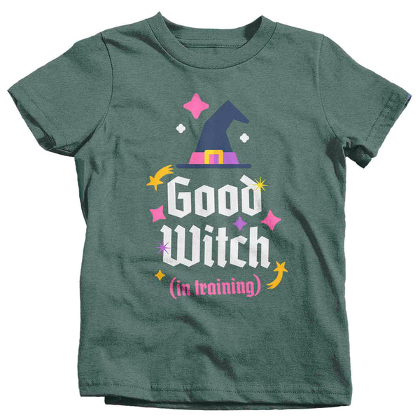 Kids Funny Halloween T Shirt Good Witch Shirt In Training Wiccan Cute Girl's Toddler TShirt Halloween Gift Shirts Unisex-Shirts By Sarah