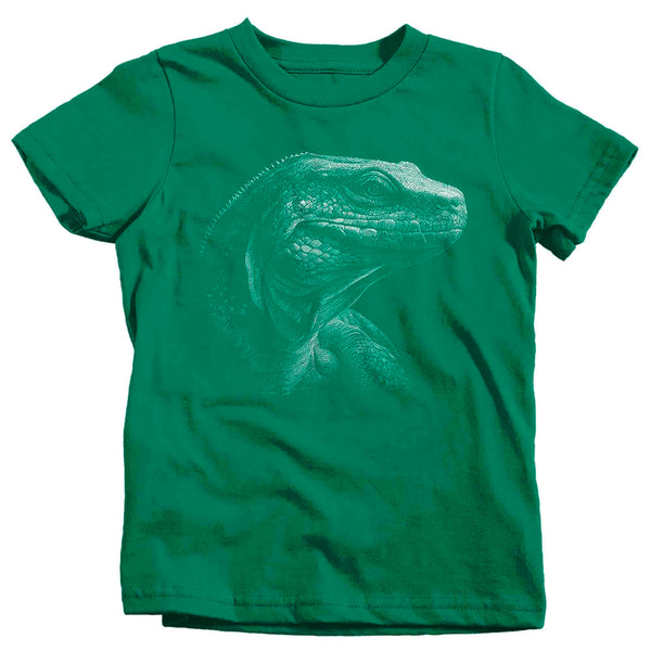 Kids Kimono Dragon Shirt Lizard T Shirt Photorealistic Tee Reptile Illustration Dinosaur Graphic Shirt Gift Idea Unisex Youth-Shirts By Sarah