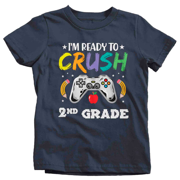 Kids Ready To Crush 2nd Grade Shirt Gamer T Shirt Tee Boy's Girl's Second Grade Gaming Back To Grade Gift School Unisex Youth TShirt-Shirts By Sarah
