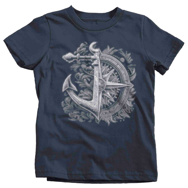 Kids Boating Shirt Sailing T Shirt Nautical Tee Compass Anchor Photorealistic Ocean Sea Graphic Boater Sailor Gift Idea Unisex Youth-Shirts By Sarah