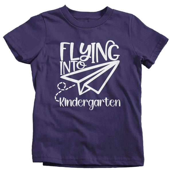 Kids Flying Into Kindergarten Shirt Cute T Shirt Tee Boy's Girl's K Plane Back To Grade Elementary Gift School Unisex Youth TShirt-Shirts By Sarah