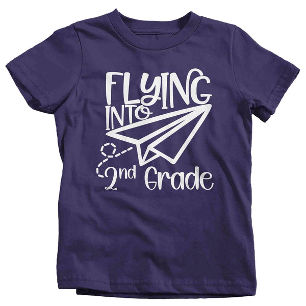 Kids Flying Into 2nd Grade Shirt Cute T Shirt Tee Boy's Girl's Plane Back To Second Grade Elementary Gift School Unisex Youth TShirt-Shirts By Sarah