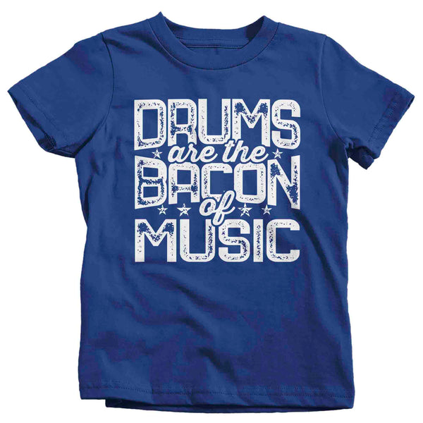 Kids Funny Drummer Shirt Drums Shirt Bacon Of Music Tshirt Drummer Band Gift Idea Percussion Unisex Youth Saying Tee-Shirts By Sarah