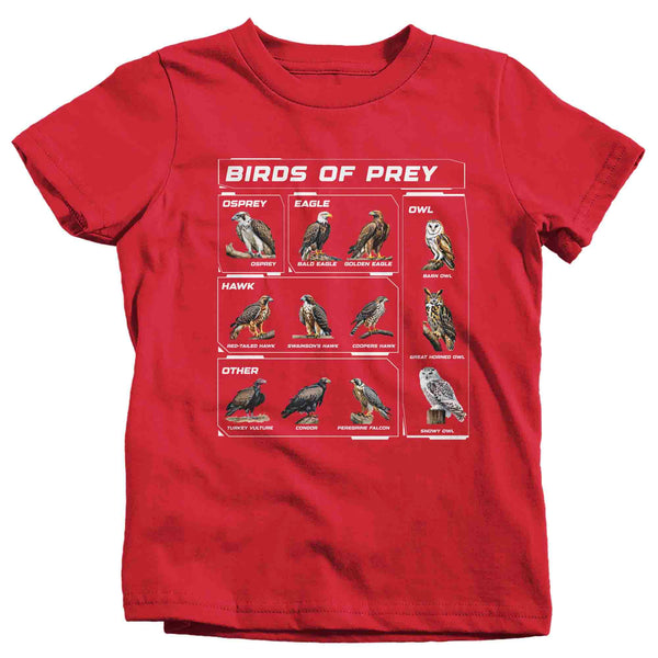 Kids Bird Shirt Prey Hawk Owl Eagle Types Bird Condor Falcon Gift Forest Bird Watcher Illustration Graphic Tee Youth Unisex-Shirts By Sarah