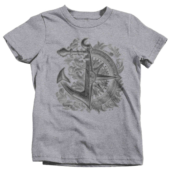 Kids Boating Shirt Sailing T Shirt Nautical Tee Compass Anchor Photorealistic Ocean Sea Graphic Boater Sailor Gift Idea Unisex Youth-Shirts By Sarah