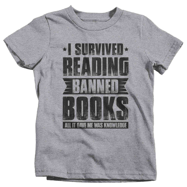 Kids I Survived Reading Banned Books Shirt Progressive TShirt Reader leftist Books Bookworm Protect Librarians Gift Idea Youth Unisex-Shirts By Sarah