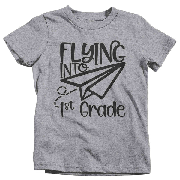 Kids Flying Into 1st Grade Shirt Cute T Shirt Tee Boy's Girl's Plane Back To First Grade Elementary Gift School Unisex Youth TShirt-Shirts By Sarah