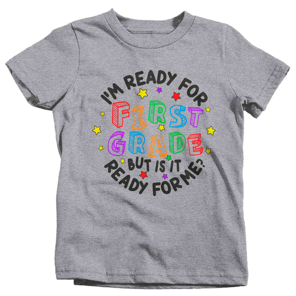 Kids Cute 1st Grade Shirt I'm Ready T Shirt Tee Boy's Girl's First 1 Back To Grade Elementary Gift School Unisex Youth TShirt-Shirts By Sarah