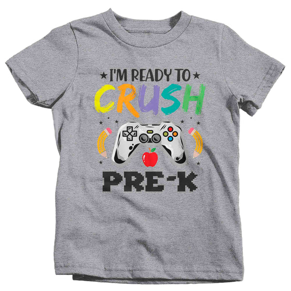 Kids Ready To Crush Pre-K Shirt Gamer T Shirt Tee Boy's Girl's PreK Gaming Back To Grade Elementary Gift School Unisex Youth TShirt-Shirts By Sarah