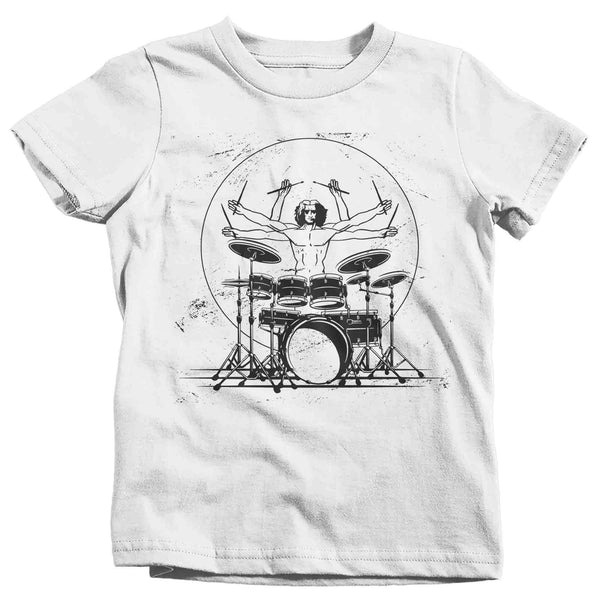 Kids Funny Drummer Shirt Drums Shirt DaVinci Style Music Tshirt Drummer Band Gift Idea Percussion Unisex Drum Tee-Shirts By Sarah