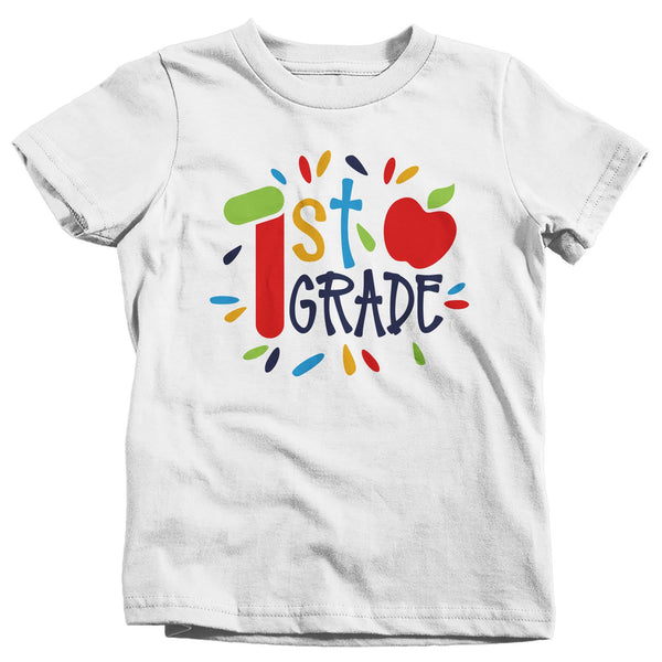 Kids Cute 1st Grade T Shirt Cute First Shirt Boy's Girl's First Grade Back To School Apple TShirt-Shirts By Sarah