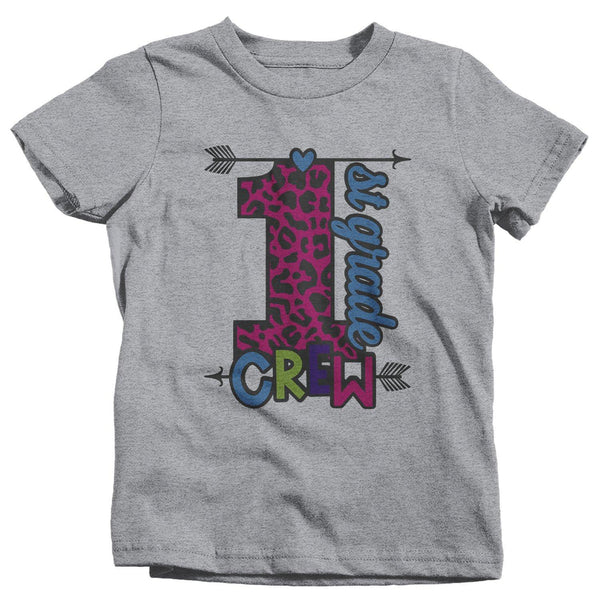 Girls First Grade T Shirt 1st Grade Crew T Shirt Cute Leopard Print Shirt 1st Grade Back To School Shirts-Shirts By Sarah