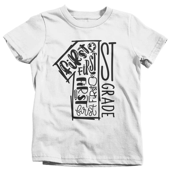 Kids Cute First Grade Shirt Typography T Shirt Cool Tee Boy's Girl's 1st Grade Back To Grade Elementary Gift School TShirt-Shirts By Sarah