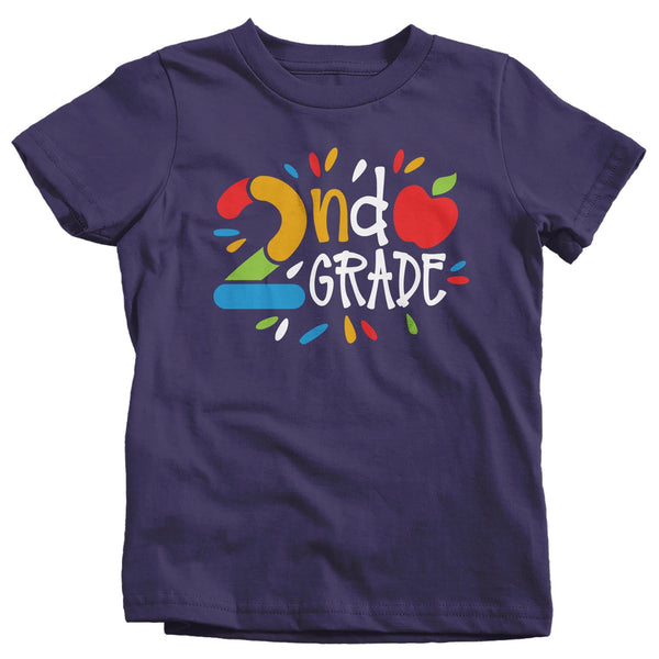 Kids Cute 2nd Grade T Shirt Cute First Shirt Boy's Girl's Second Grade Back To School Apple TShirt-Shirts By Sarah