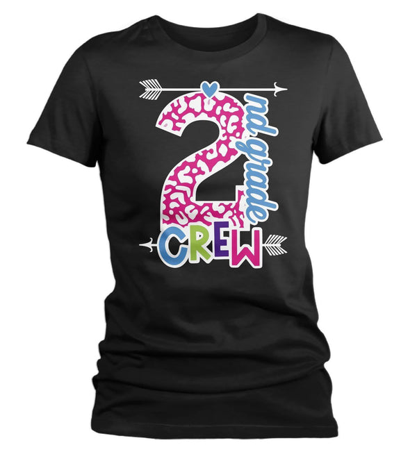 Women's Second Grade Teacher T Shirt 2nd Grade Crew T Shirt Cute Leopard Print Shirt 2nd Teacher Gift Shirts-Shirts By Sarah