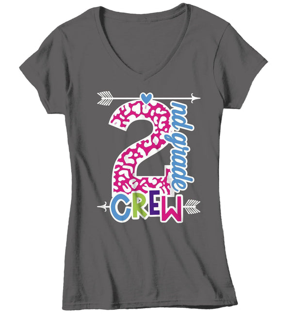 Women's Second Grade Teacher T Shirt 2nd Grade Crew T Shirt Cute Leopard Print Shirt 2nd Teacher Gift Shirts-Shirts By Sarah