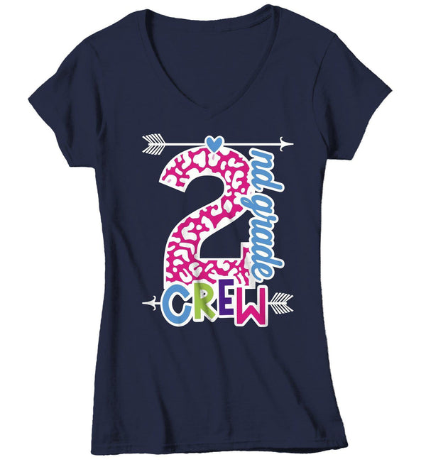 Women's Second Grade Teacher T Shirt 2nd Grade Crew T Shirt Cute Leopard Print Shirt 2nd Teacher Gift Shirts-Shirts By Sarah