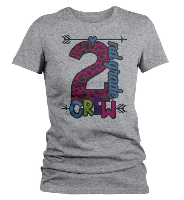 Women's Second Grade Teacher T Shirt 2nd Grade Crew T Shirt Cute Leopard Print Shirt 2nd Teacher Gift Shirts-Shirts By Sarah