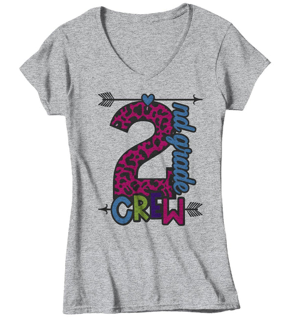 Women's Second Grade Teacher T Shirt 2nd Grade Crew T Shirt Cute Leopard Print Shirt 2nd Teacher Gift Shirts-Shirts By Sarah