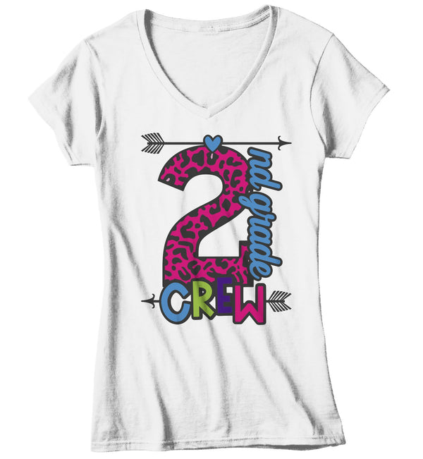 Women's Second Grade Teacher T Shirt 2nd Grade Crew T Shirt Cute Leopard Print Shirt 2nd Teacher Gift Shirts-Shirts By Sarah