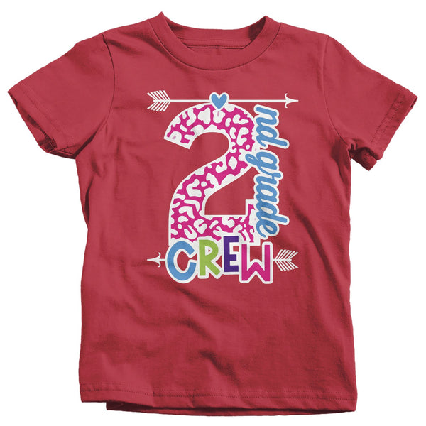 Girls Second Grade T Shirt 2nd Grade Crew T Shirt Cute Leopard Print Shirt 2nd Grade Back To School Shirts-Shirts By Sarah