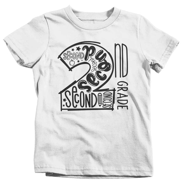 Kids Cute Second Grade Shirt Typography T Shirt Cool Tee Boy's Girl's 2nd Grade Back To Grade Elementary Gift School TShirt-Shirts By Sarah