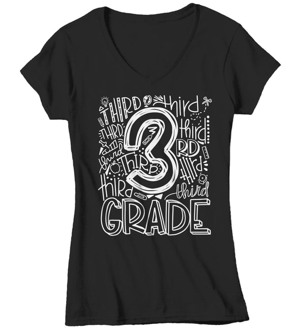 Women's Third Grade Teacher T Shirt 3rd Grade Typography T Shirt Cute Back To School Shirt 3rd Teacher Gift Shirts-Shirts By Sarah