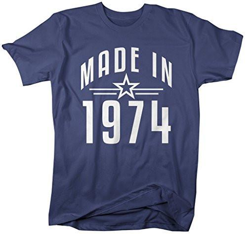 Shirts By Sarah Men's Made In 1974 Birthday T-Shirt Retro Star Custom Shirts-Shirts By Sarah