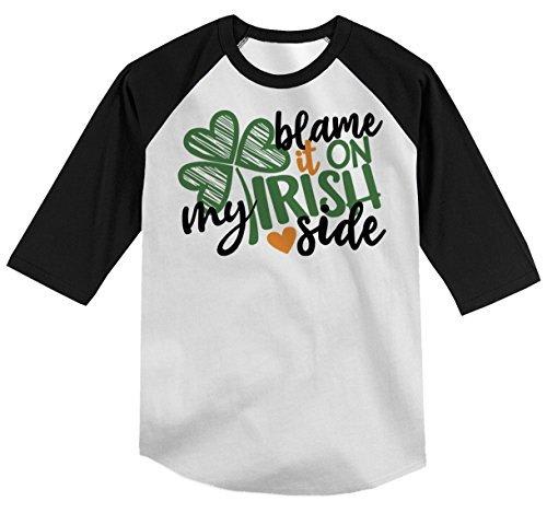 Shirts By Sarah Youth Funny Irish Side T-Shirt ST. Patrick's Day Shamrock Raglan Tee Blame-Shirts By Sarah