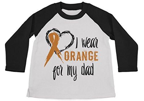 Shirts By Sarah Boy's Wear Orange For Dad Shirt 3/4 Sleeve Raglan Orange Awareness Shirts-Shirts By Sarah