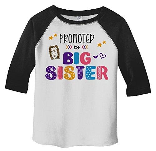 Shirts By Sarah Girl's Toddler Promoted To Big Sister Fun Owl 3/4 Sleeve Raglan Tee-Shirts By Sarah