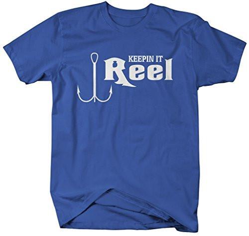 Shirts By Sarah Men's Funny Fishing T-Shirt Keepin' It Reel Hook Shirts-Shirts By Sarah