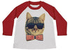 Shirts By Sarah Boy's Funny Hipster Cat Shirt 3/4 Sleeve Raglan Kitty Shirts Bow Tie