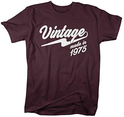 Shirts By Sarah Men's Vintage Made In 1975 T-Shirt Retro Birthday Shirts-Shirts By Sarah