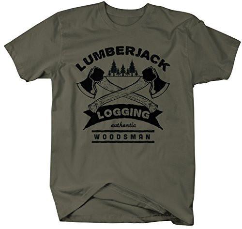 Shirts By Sarah Men's Lumberjack Logging T-Shirt Authentic Woodsman Shirts Logger Gift Idea Tee-Shirts By Sarah