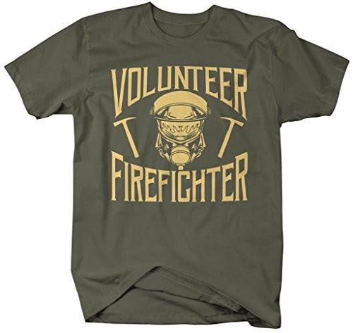 Shirts By Sarah Men's Volunteer Firefighter T-Shirt Fireman Shirts-Shirts By Sarah