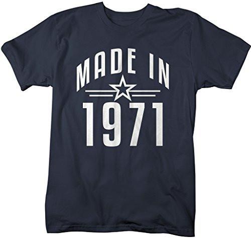 Shirts By Sarah Men's Made In 1971 Birthday T-Shirt Retro Star Custom Shirts-Shirts By Sarah