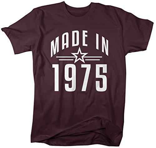 Shirts By Sarah Men's Made In 1975 Birthday T-Shirt Retro Star Custom Shirts-Shirts By Sarah