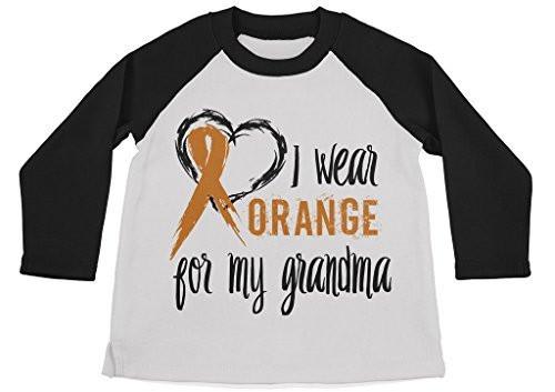 Shirts By Sarah Boy's Wear Orange For Grandma Shirt 3/4 Sleeve Raglan Orange Awareness Shirts-Shirts By Sarah