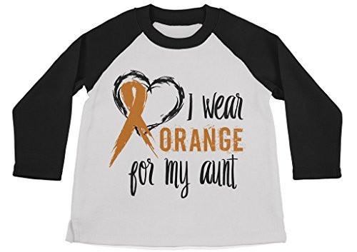 Shirts By Sarah Boy's Wear Orange For Aunt Shirt 3/4 Sleeve Raglan Orange Awareness Shirts-Shirts By Sarah