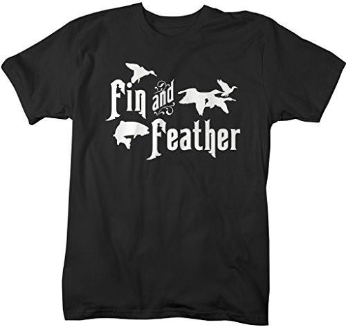 Shirts By Sarah Men's Fin and Feather T-Shirt Hunter Shirt Birds Fish-Shirts By Sarah