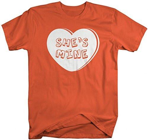 Shirts By Sarah Men's Matching Valentine's Day Couples T-Shirts She's Mine Heart Shirts-Shirts By Sarah